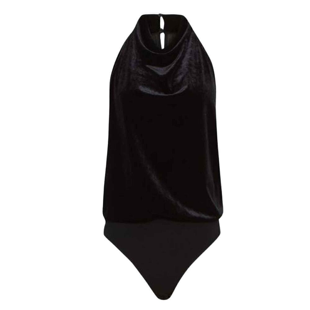 REISS Kimberley Sleeveless Velvet Bodysuit Size XS Black